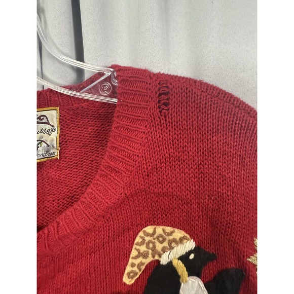 Vintage Heirloom Collectibles Cardigan Womens XL Christmas Penguin Applique 00s - Picture 5 of 8
